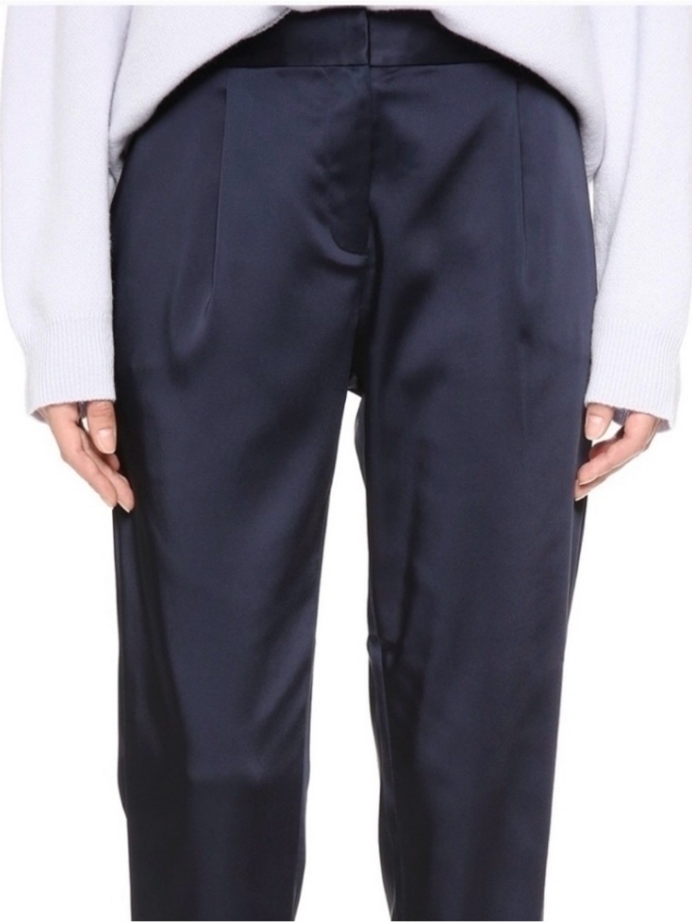 T Alexander Wang Satin Front Pleat Trouser Pants